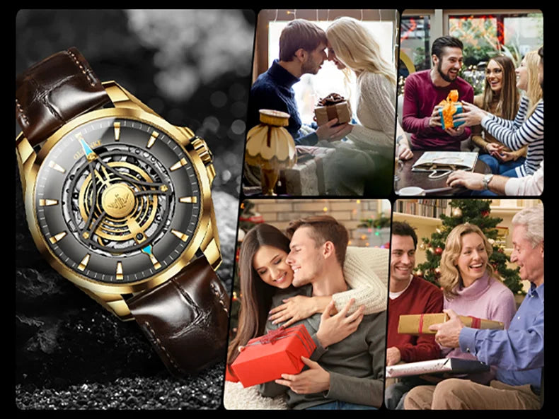 OUPINKE 3206 Mens Watches  Automatic Mechanical Wristwatch For Man Stainless Steel Waterproof Luminous Sapphire Luxury Original