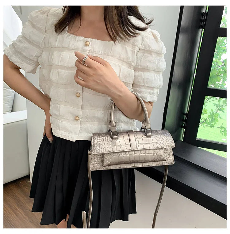 Fashion Ladies Shoulder Bag 2025 New Purses and Handbags High Quality PU Stone Pattern Crossbody Bag for Women Armpit Clutch Bag