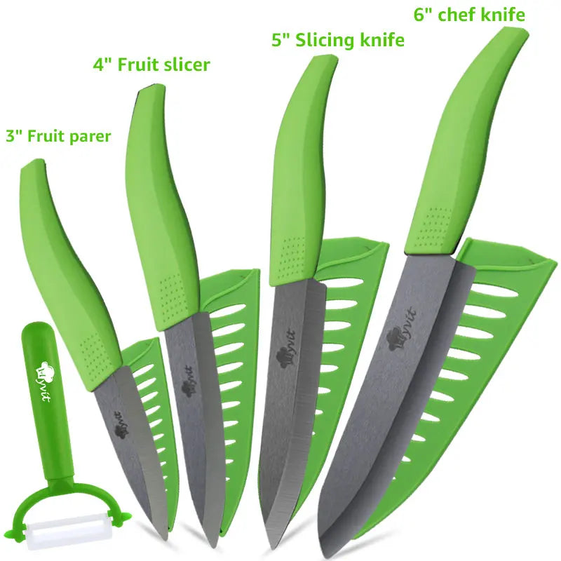 Ceramic Fruit Knife for Kitchen 3 4 5 6 inch Chef Knife with Sheath Utility Slicing Cooking Tool for Vegetable Rustproof Zirconi