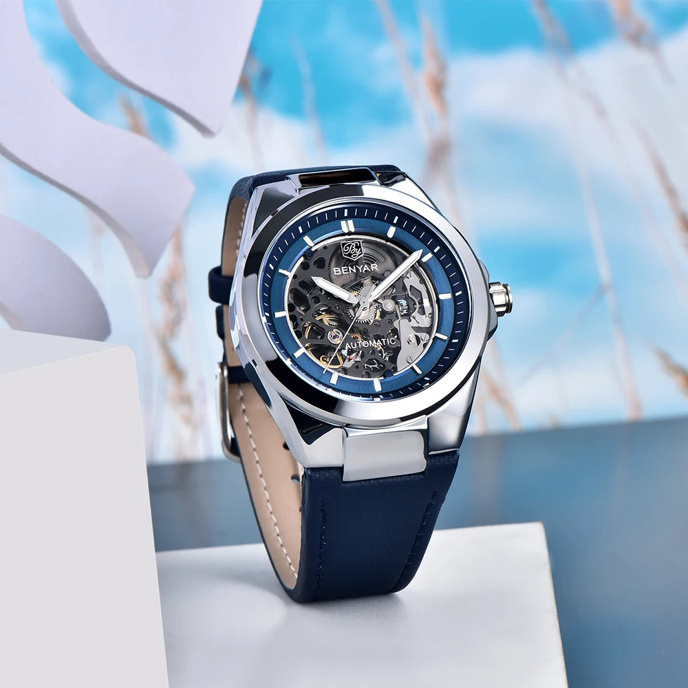 BENMYAR 2024 new BY-520742mm hollow luminous dial 50 meter waterproof fashionable luxury men's mechanical watch