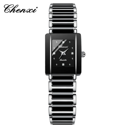 CHENXI 104A Fashion couple watches Rectangle Quartz Watch for Women Men Lovers Simulated-ceramics relojes para damas reloj mujer