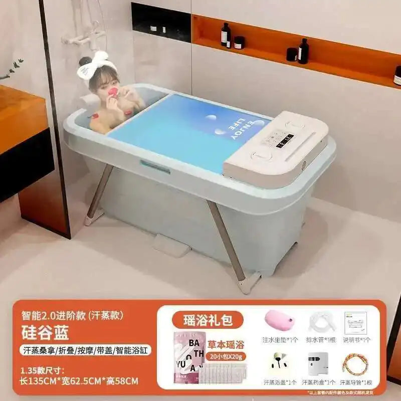 Automatic Foldable Spa Bathtub Heating Sweat Steaming Bathtub Comfortable Home Portable Bucket Adult Full Body Bath Bucket T