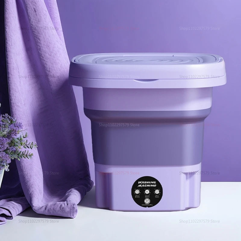8L Portable Folding Washing Machine | Fully Automatic Mini Laundry Washer for Underwear, Baby Clothes & Dorm Use