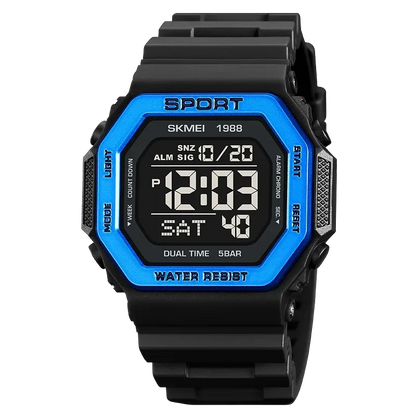SKMEI 1988 Digital Sport Watch for Men LED Display Military Countdown Military Wristwatches Waterproof Mens Reloj Hombre 1628