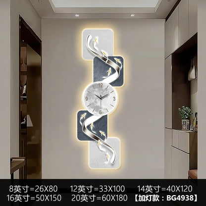 Modern Nine Fish LED Wall Clock | Artistic Silent Mural Clock with Luminous Design for Living Room & Home Decoration