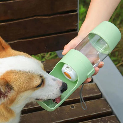Portable Pet Water Bottle with Food Storage | Travel Feeder Bowl for Dogs & Cats – Leak-Proof Outdoor Design