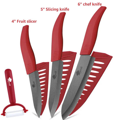 Ceramic Fruit Knife for Kitchen 3 4 5 6 inch Chef Knife with Sheath Utility Slicing Cooking Tool for Vegetable Rustproof Zirconi