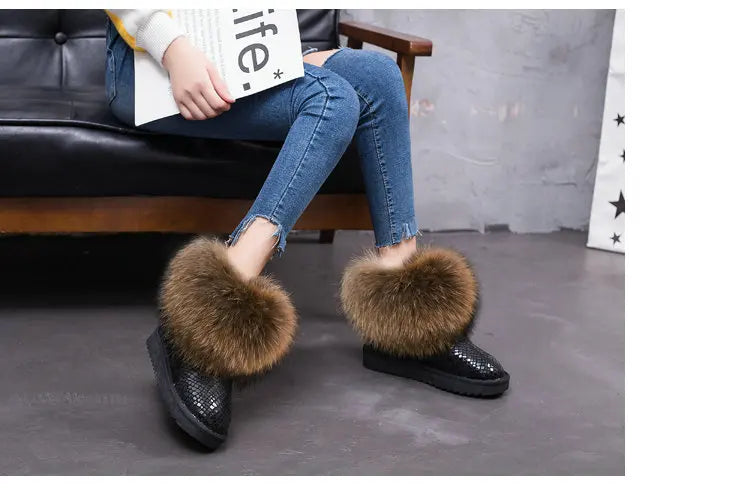 2024 Fur One Fox Hair Snow Boots Women'S Leather Low Short Tube Fashion Cowhide Snow Boots Women'S Short Boots