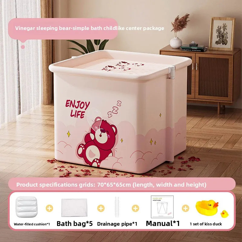 Household Children's Bath Bucket Adult Home Life Double Foldable Bath Bucket Thickened Free Installation Bathtub