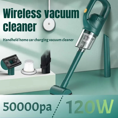 120W Wireless Car Vacuum Cleaner | 50000Pa Powerful Portable Auto Dust Collector with 2000mAh Battery