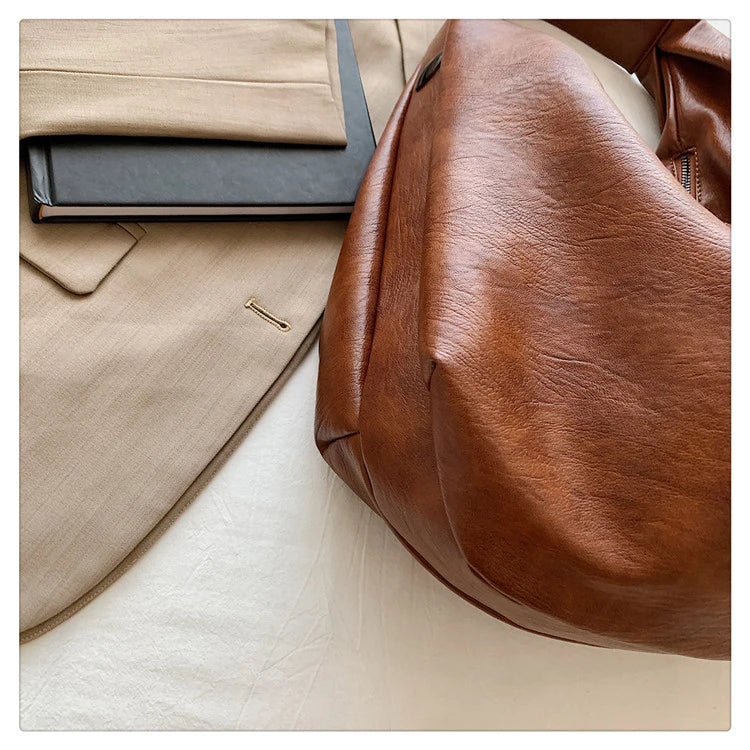 Big Black Shoulder Bags for Women Large Hobo Shopper Bag Solid Color Quality Soft Leather Crossbody Handbag Lady Travel Tote Bag