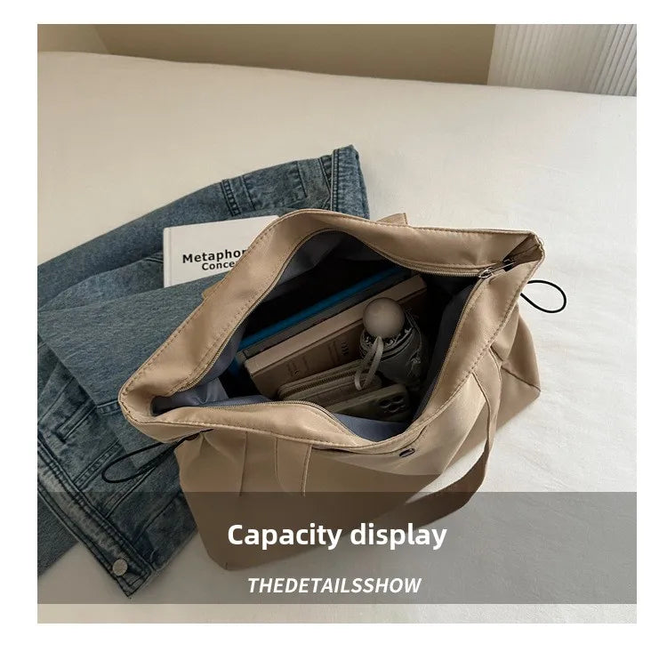 Casual Fashion Large Capacity Tote Bag Simple Travel Bag Women Large Shoulder Bag Aesthetic Handbags Drawstring Tote Handbag