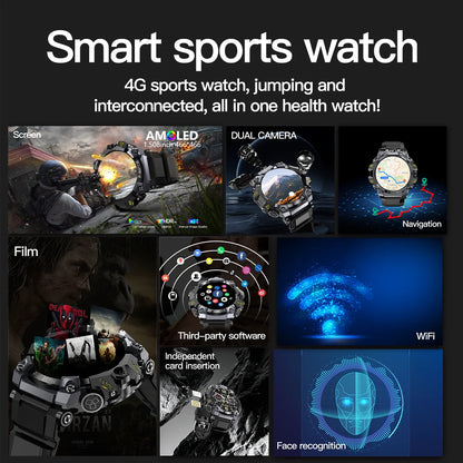 Q668 Smart Watch Android 4G LTE Smartwatch Men IP68 waterproof 800W Dual Camera Amoled GPS WIFI Multi sport mode Download Apps