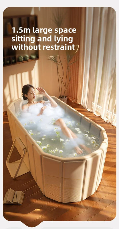 Folding Adult & Kids Bath Bucket | Portable Full-Body Bathtub for Home, Family & Couples