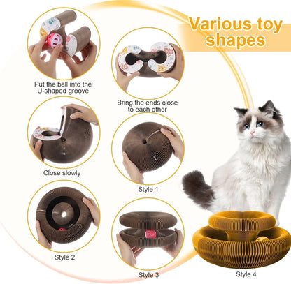 Magic Organ Cat Scratcher | Round Corrugated Scratch Board for Cats – Claw Grinding & Interactive Cat Toy