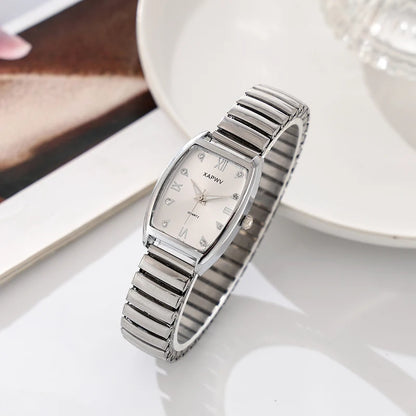 Barrel-Shaped Diamond-Encrusted Dual Calendar Week Men's Watch Week Fashion Casual Business Quartz Couple Watch One Man and One Woman