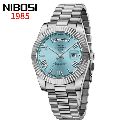 NIBOSI New Men Watch Brand Luxury Fashion Quartz Wristwatch Male Stainless Steel Waterproof Calendar Business Watches For Men