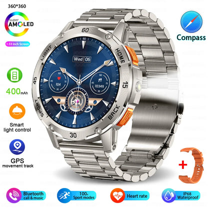 5ATM LED Flashlight Smart Watch Men 100+ Sports Modes Health Monitor Man Watches Bluetooth Call Men Smartwatches For Android ios