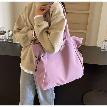 Casual Fashion Large Capacity Tote Bag Simple Travel Bag Women Large Shoulder Bag Aesthetic Handbags Drawstring Tote Handbag