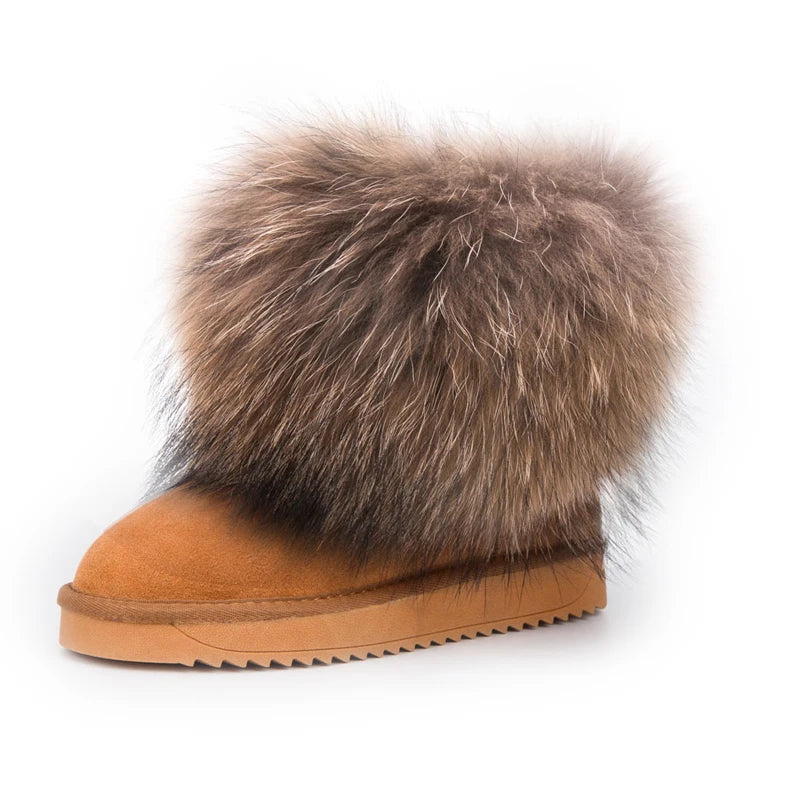 2024 Fur One Fox Hair Snow Boots Women'S Leather Low Short Tube Fashion Cowhide Snow Boots Women'S Short Boots