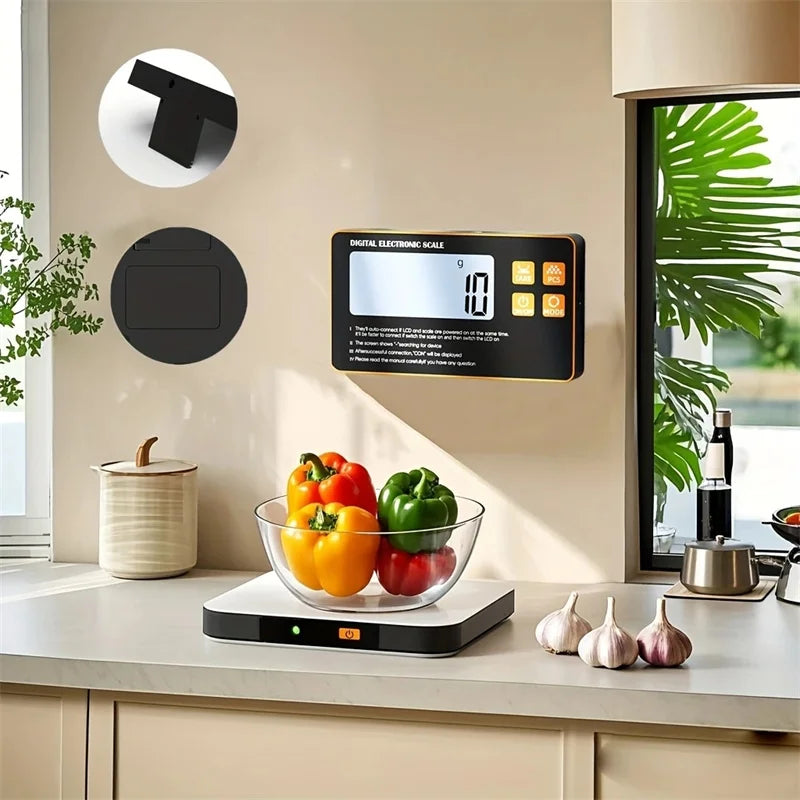 Wireless Kitchen Scale with Remote Display Stainless Steel Pan Magnetic Digital Electronic 15KG for Food Meal Prep