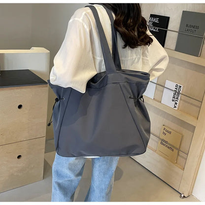 Casual Fashion Large Capacity Tote Bag Simple Travel Bag Women Large Shoulder Bag Aesthetic Handbags Drawstring Tote Handbag
