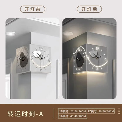 Luxury LED Wall Clock | Modern Luminous Silent Electronic Corner Clock for Living Room Home Decoration