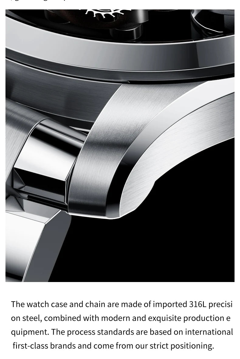 IDEAL KNIGHT 6808 Man Watch Blue Earth Dial Hollow Mechanical Watches For Men Waterproof Tourbillon Men's Automatic Wristwatches