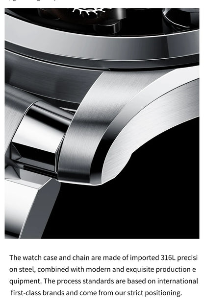 IDEAL KNIGHT 6808 Man Watch Blue Earth Dial Hollow Mechanical Watches For Men Waterproof Tourbillon Men's Automatic Wristwatches