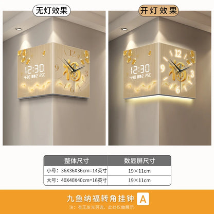 Luxury Large Digital Wall Clock | Modern Nordic LED Corner Clock with Temperature & Date Display for Home, Office & Kitchen Decor