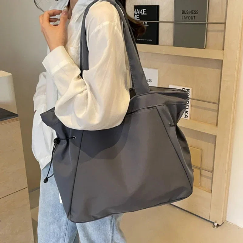 Casual Fashion Large Capacity Tote Bag Simple Travel Bag Women Large Shoulder Bag Aesthetic Handbags Drawstring Tote Handbag