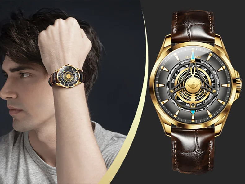 OUPINKE 3206 Mens Watches  Automatic Mechanical Wristwatch For Man Stainless Steel Waterproof Luminous Sapphire Luxury Original