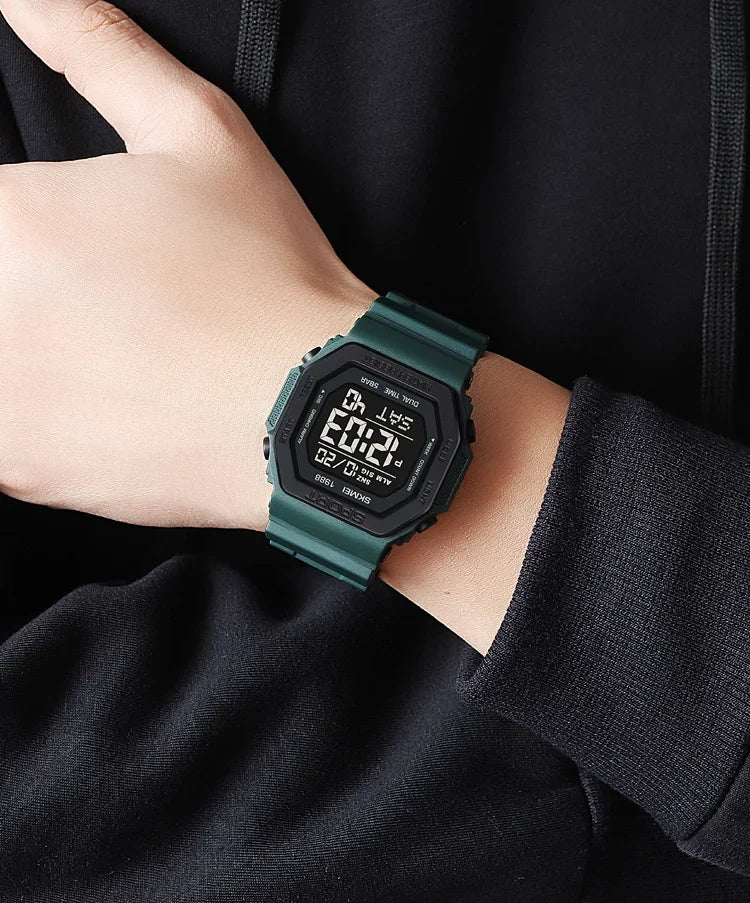 SKMEI 1988 Digital Sport Watch for Men LED Display Military Countdown Military Wristwatches Waterproof Mens Reloj Hombre 1628