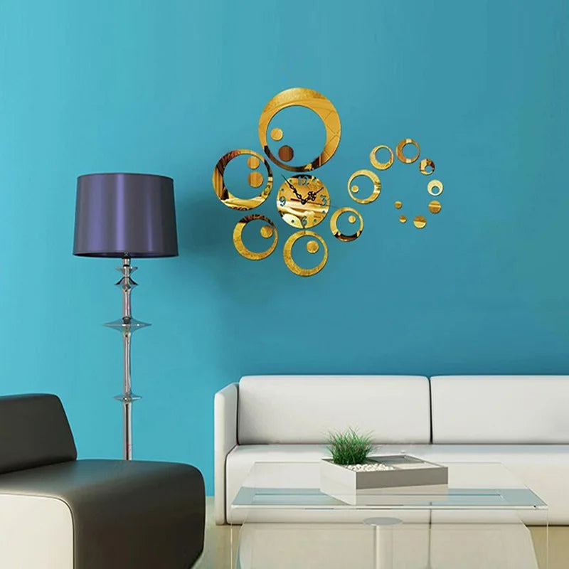3D Acrylic Mirror Wall Clock | Modern Quartz Sticker Clock for Living Room & Home Decoration
