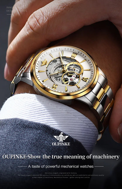 OUPINKE TOP Brand Japanese Imported Automatic Movement Watch for Men Waterproof Timing code Luxury Roman Scale Wristwatches