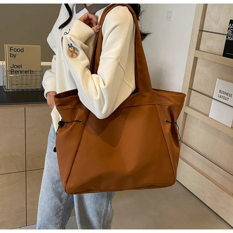 Casual Fashion Large Capacity Tote Bag Simple Travel Bag Women Large Shoulder Bag Aesthetic Handbags Drawstring Tote Handbag