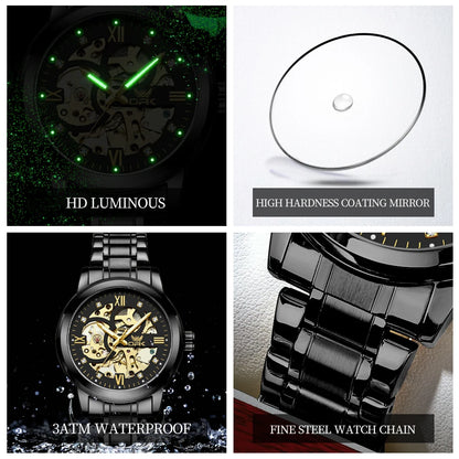OPK 8165 Mens Watch Original Fashion Brand Luxury Watch Hollowing Watches For Men Waterproof Automatic Watch Mens Gifts Freebie