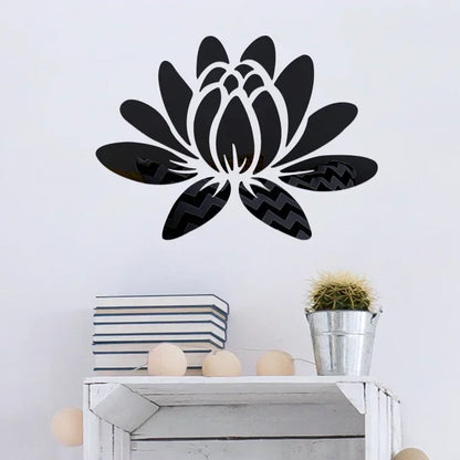 Lotus 3D Acrylic Mirror Wall Sticker | Reflective Home Decoration for Living Room, Bedroom & Office