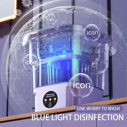 8L Folding Washing Machine Bucket for Clothes Socks Underwear Cleaning Washer Portable Small Travel Washing Machine EU/US Plug