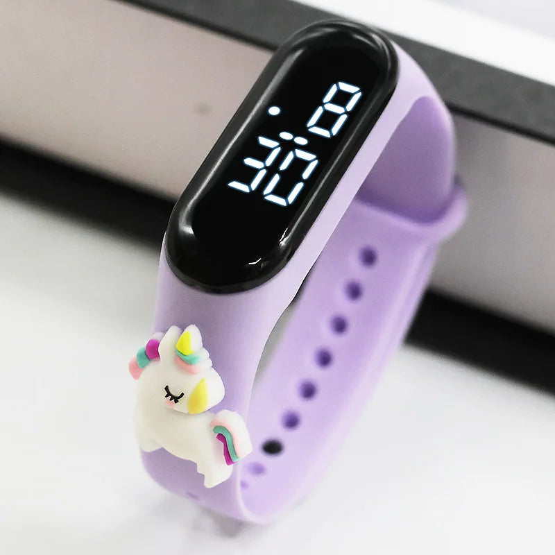 Cute Rainbow Unicorn Kids Watches for Girls LED Bracelet 3D Dinosaur Children Watch Boy Luminous Digital Clock Waterproof ninos