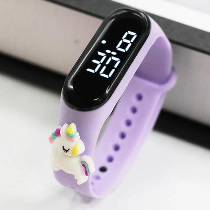Cute Rainbow Unicorn Kids Watches for Girls LED Bracelet 3D Dinosaur Children Watch Boy Luminous Digital Clock Waterproof ninos