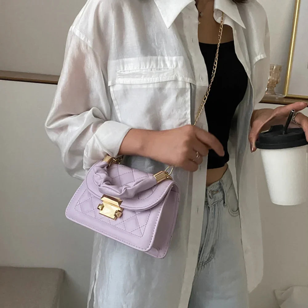 Women PU Leather Shoulder Bags Small Messenger Designer Female 2024 New Fashion Chain Rhomboid Crossbody Bag Ladies Mini Handbag
