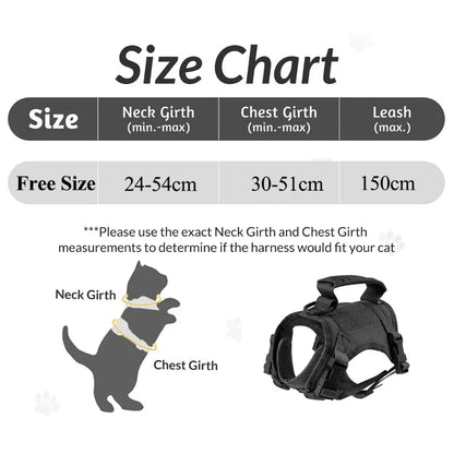 Tactical Cat Harness For Walking Escape Proof Adjustable Pet Vest Harness Soft Mesh With Control