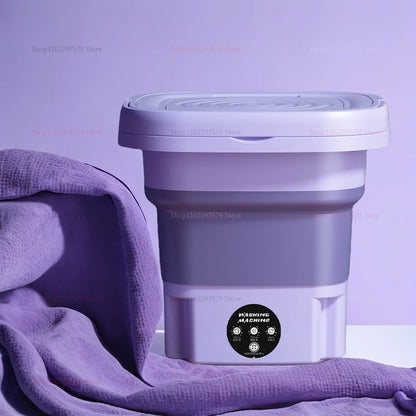 8L Portable Folding Washing Machine | Fully Automatic Mini Laundry Washer for Underwear, Baby Clothes & Dorm Use