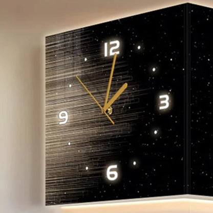 Modern Luxury Luminous Corner Wall Clock | Silent Digital Calendar Clock for Living Room & Bedroom Home Decor