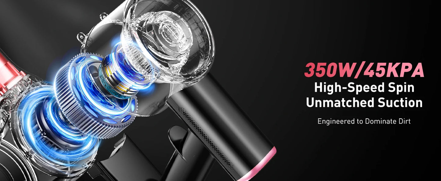 Cordless 10-in-1 Powerful Stick Vacuum Cleaner | 40Kpa 500W Rechargeable Vacuum for Home, Pet Hair & Carpet Cleaning