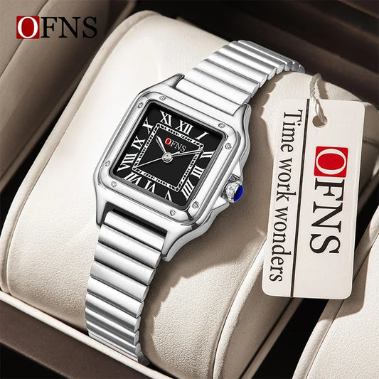 OFNS 2025 New 1516 Square Couple Quartz Watch 3ATM Waterproof Mineral Glass Roman Scale Simple Fashion Watch for Men and Women