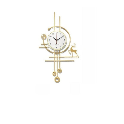 European Luxury Pendulum Wall Clock | Classic Luminous Hanging Clock in Gold for Elegant Home Decoration