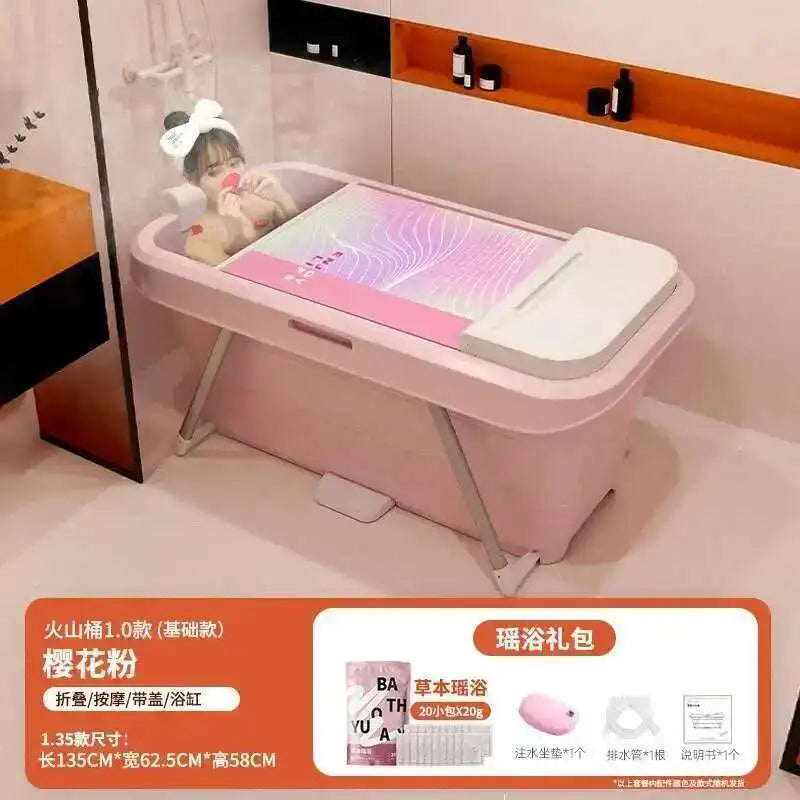 Automatic Foldable Spa Bathtub Heating Sweat Steaming Bathtub Comfortable Home Portable Bucket Adult Full Body Bath Bucket T