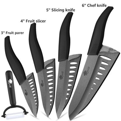 Ceramic Fruit Knife for Kitchen 3 4 5 6 inch Chef Knife with Sheath Utility Slicing Cooking Tool for Vegetable Rustproof Zirconi